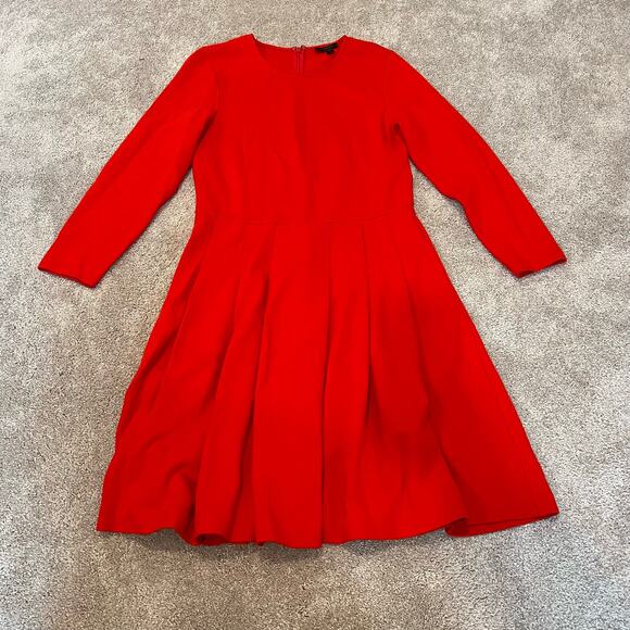 J Crew Women's Longsleeve Dress Bright Red Knee Length Size 12 - Picture 7 of 10